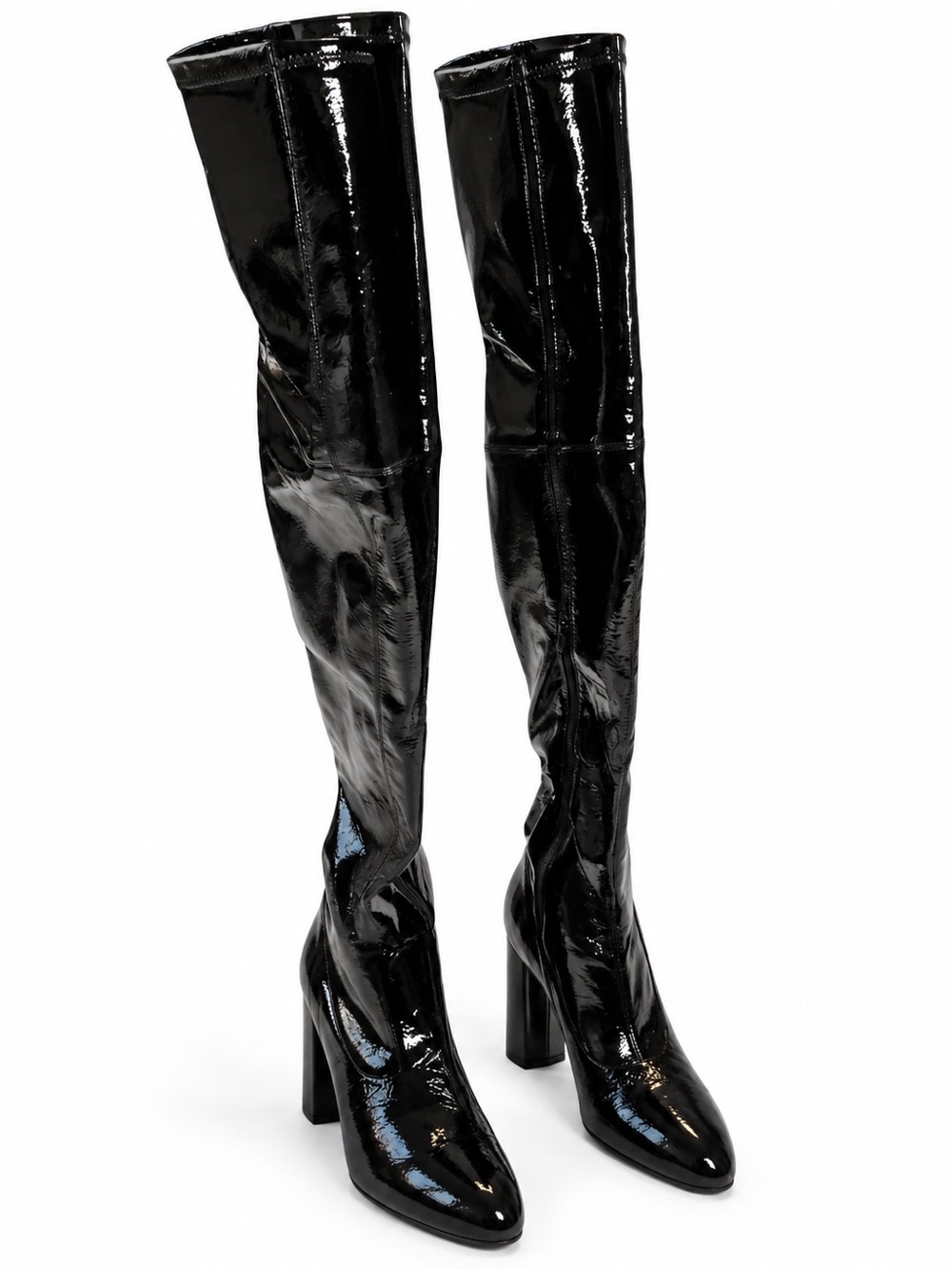 Gucci Black Patent Over-the-Knee Block Heel Boots